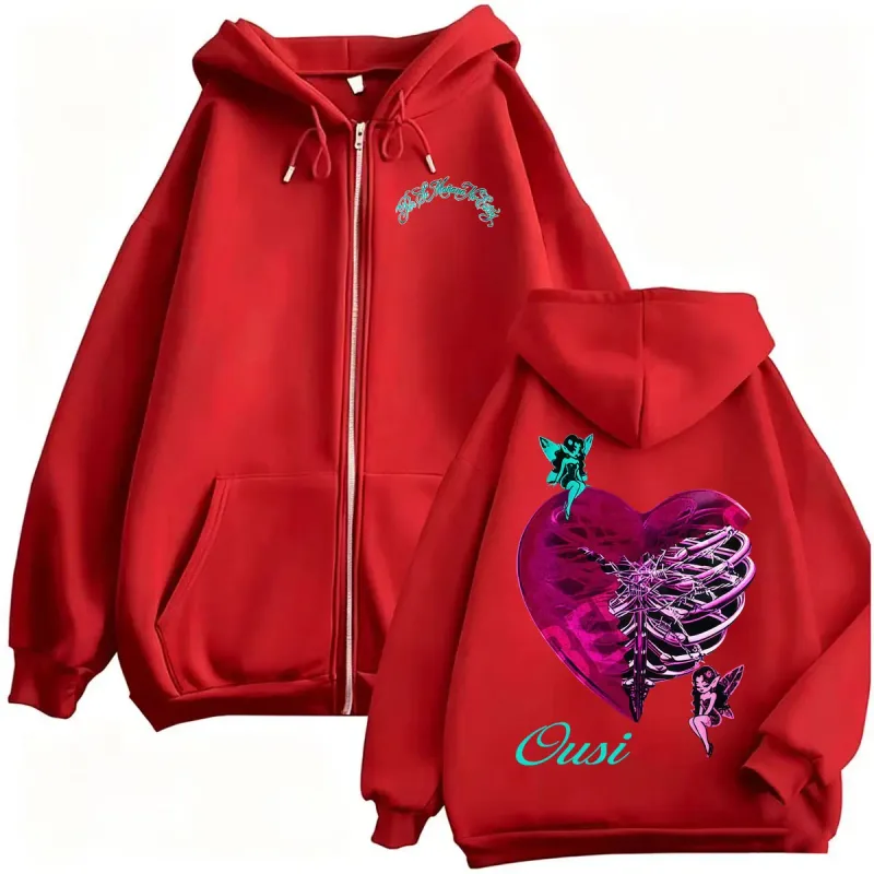 Omar Courtz Por Si Manana No Estoy Tour Zip Up Hoodies Men's Harajuku Aesthetic Sweatshirt Jacket Fleece Casual Zipper Pullovers