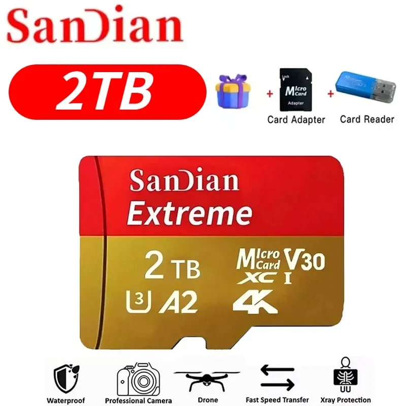高速 Storge SD カード 128GB オリジナルマイクロ TF カード 512GB クラス 10 高速転送 カメラ/PC/電話用