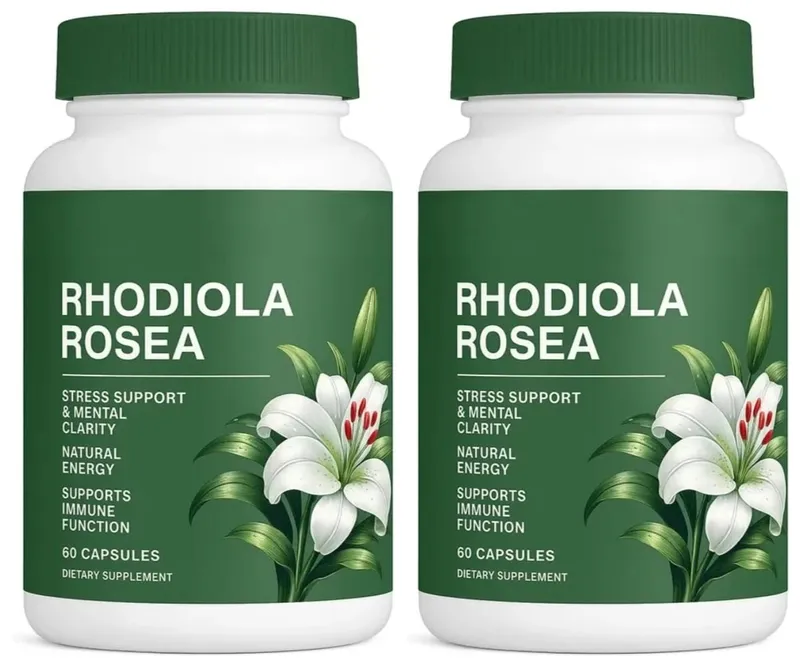 500mg Rhodiola Rosea Capsules Natural Herbaceous Plants Supplement for Daily Stress Support & Energy Balance 60 Count Per Bottle