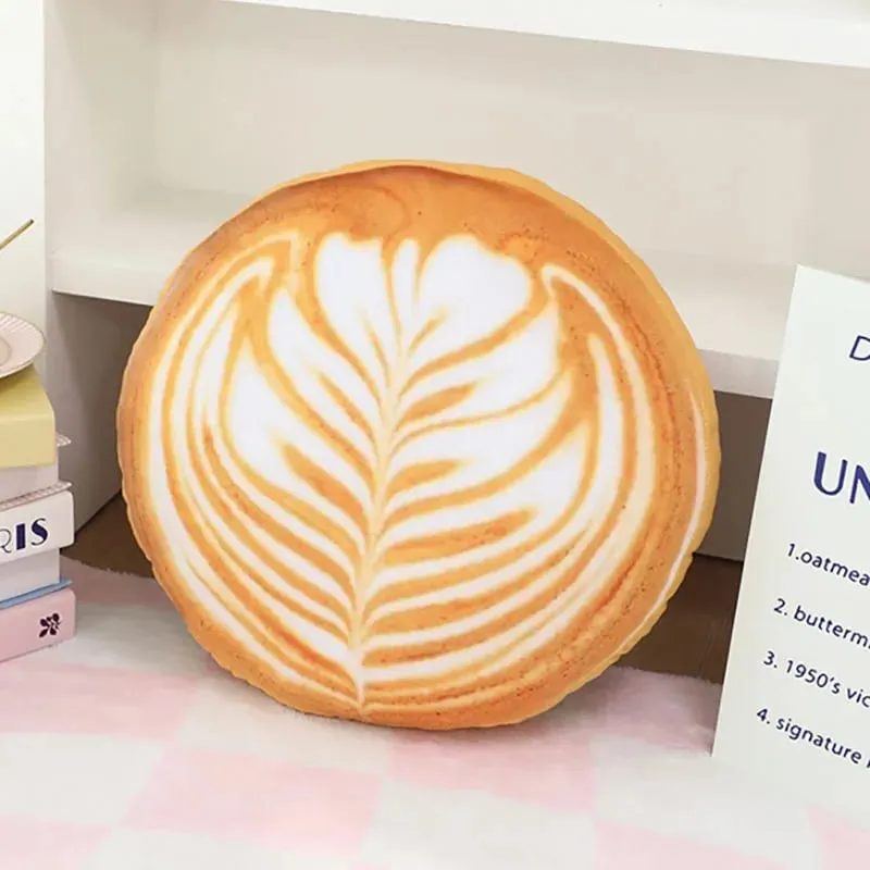 36x36cm Latte Coffee Round Plush Pillow Stuffed Soft Drink Food Images Seat Cushion for Sofa Chair Indoor Decor Gift