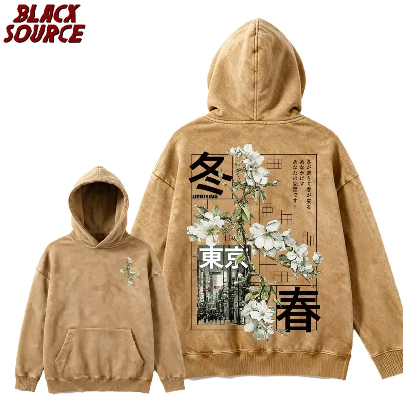 T474 Men's Japanese Style Hoodie, Versatile Casual Pullover Sweatshirt, Comfortable All-Season Top for Daily Wear