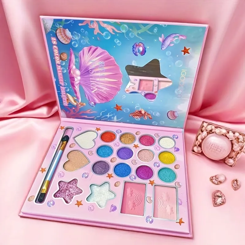 Women's Makeup Eye Shadow Palette 18 Color Cartoon Fashionable Pearlescent Matte Highlights Eyeshadow Palette Eye Makeup Gifts