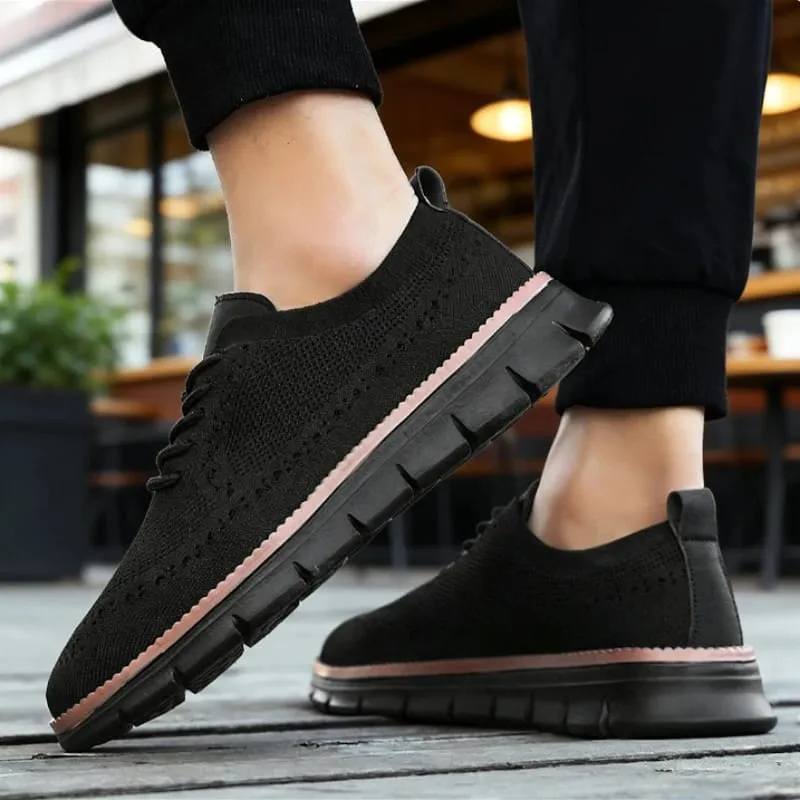 Fashion Men's Casual Shoes Breathable Minimalist Shock-Absorbing Lace-Up Walking Shoes Comfortable Casual Travel Sneakers Men