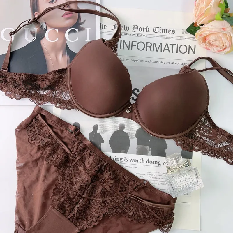 Women Sexy Push Up Bra Set Padded Lingerie Daily Casual Lace Bra Snd Panty Set Underwear Ladies Brief Set