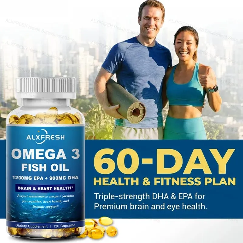 Original Omega 3 Fish Oil Capsules - High EPA & DHA Non-GMO - for Antioxidant Eyes Brain Cardiovascular Health