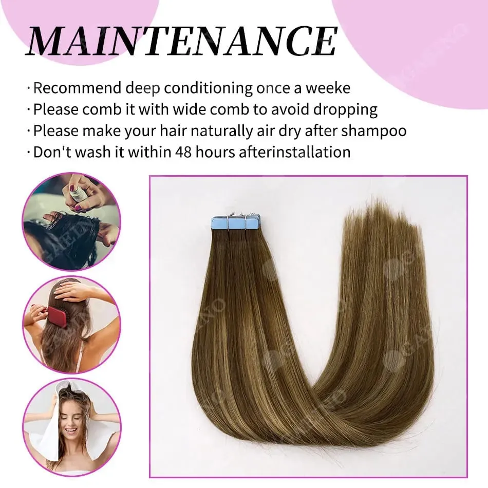 12A Tape In Hair Extensions 100% Remy Human Hair Pre-taped Skin Weft Adhesive Strips For Women Salon Use High Quality 14-22 Inch