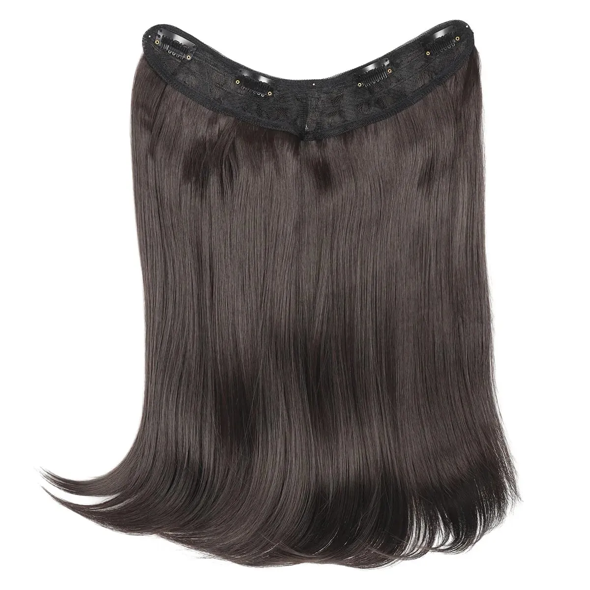 18Inch Synthetic V Long Curly Inner Buckle Hair Extension Black Brown Hairpiece Wig One Piece Straight Hairpi for Women