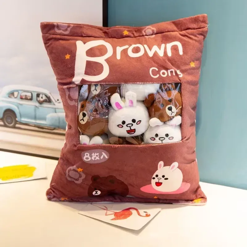 Cute Cartoon Snack Bag Plush Pillow Stuffed Doll Throw Cushion Trendy Internet Famous Snack Bag Plush Toy Soft Office Home De