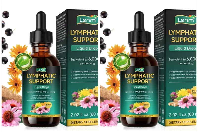Lenm 60ml Lymphatic System Cleanse Immune Support Liquid Supplements Natural Organic Lymphatic Herbal Drops for BalanceSupport