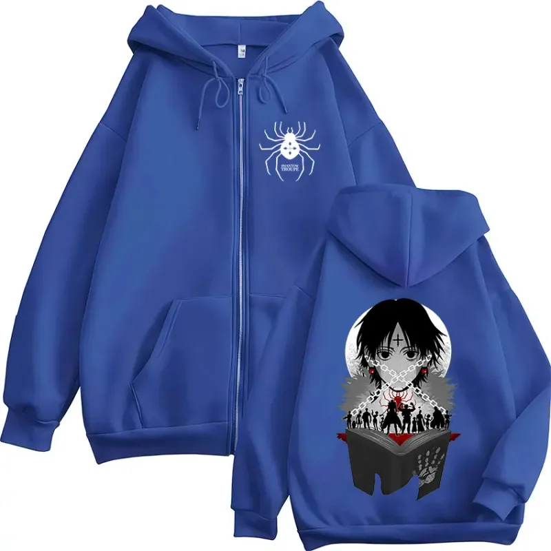 Anime Hunter X Hunter Chrollo Lucilfer Graphic Zipper Hoodies Men Women Clothing Oversized Zip Up Hooded Sweatshirts Streetwear
