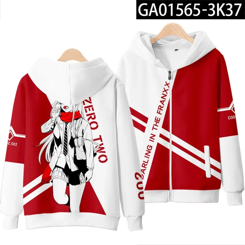 Hot Japan Anime Darling In The Franxx Cosplay Zipper Hoodies 3D Print Men Women Hip Hop Tracksuit Zipper Hoodie Men's Clothing