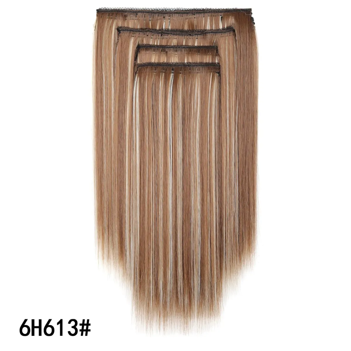 4PCS 14inch Short Clip in Hair Extensions Straight Clip Hair Extensions Invisible Lace Weft Soft Synthetic Hairpieces for Women