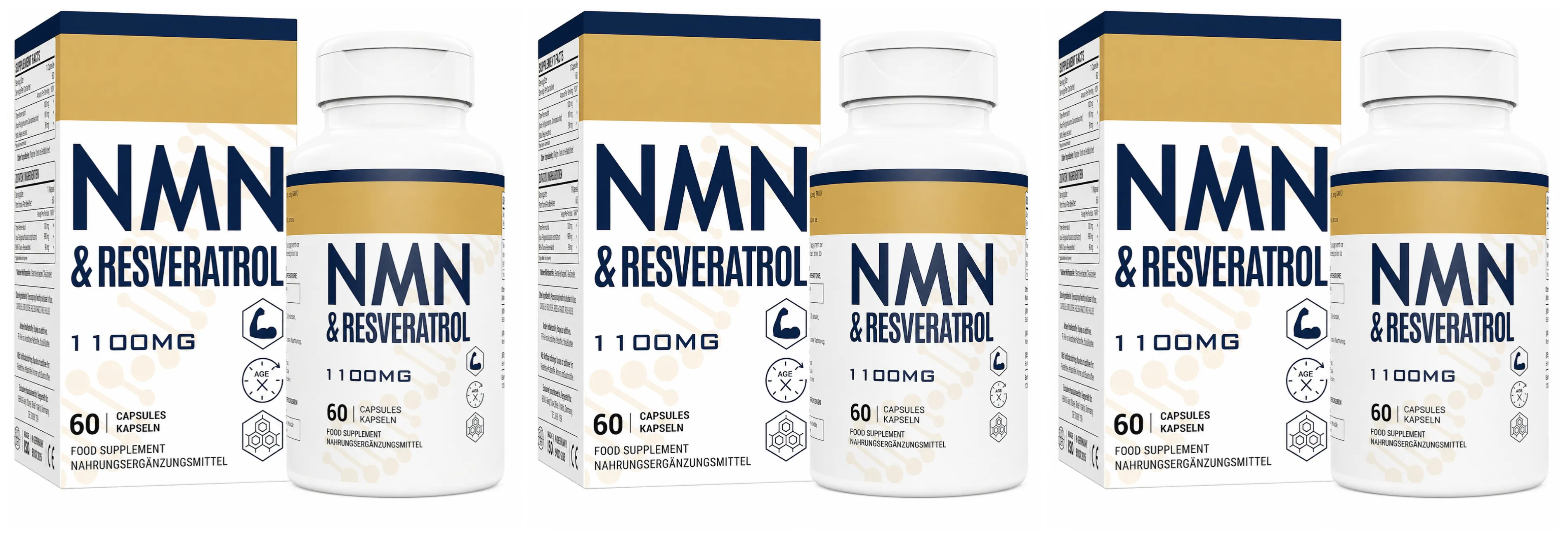 NMN+Resveratrol 60 Capsules Powerful Antioxidant Supplement for Heart Health & Anti-Aging Enhanced with Black Pepper Extract
