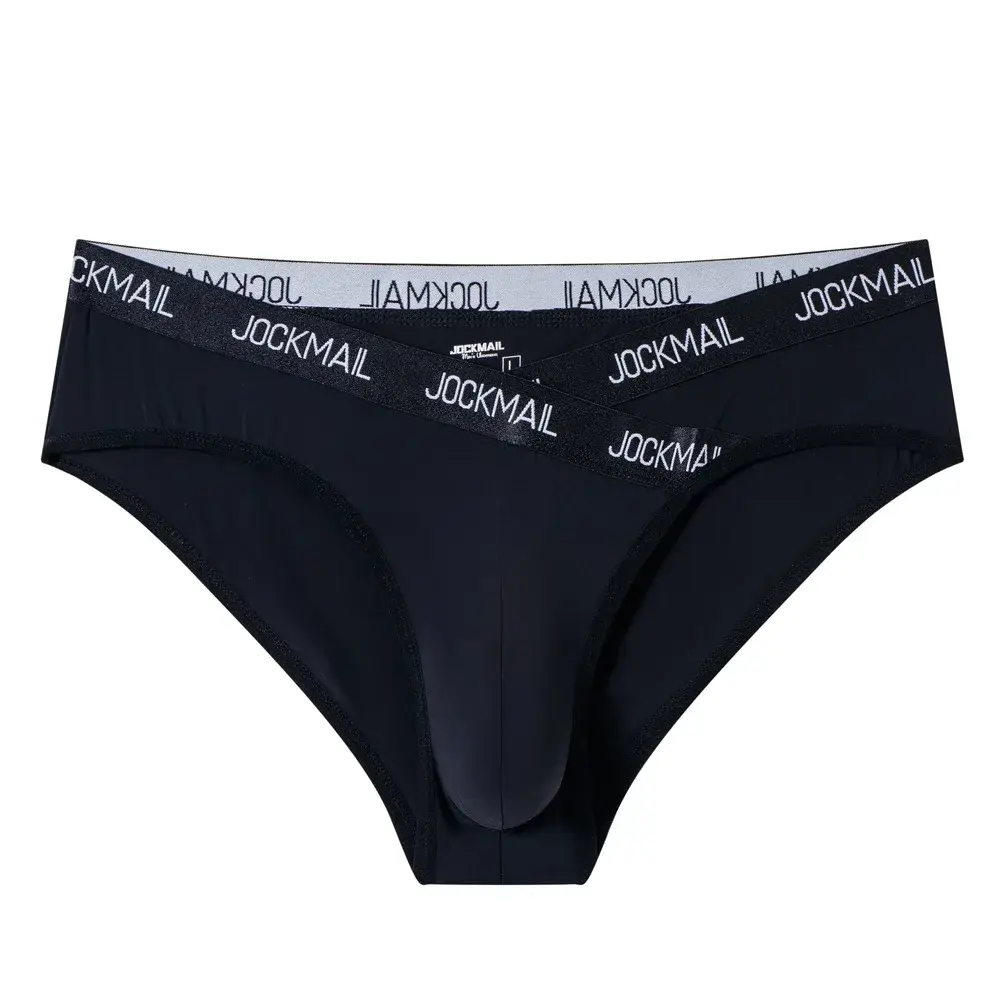Jockmail Mens Underwear Low Waist Sexy Letter Sports Breathable Summer Ice Silk Briefs Big Bag Nylon Solid Color Man Panties