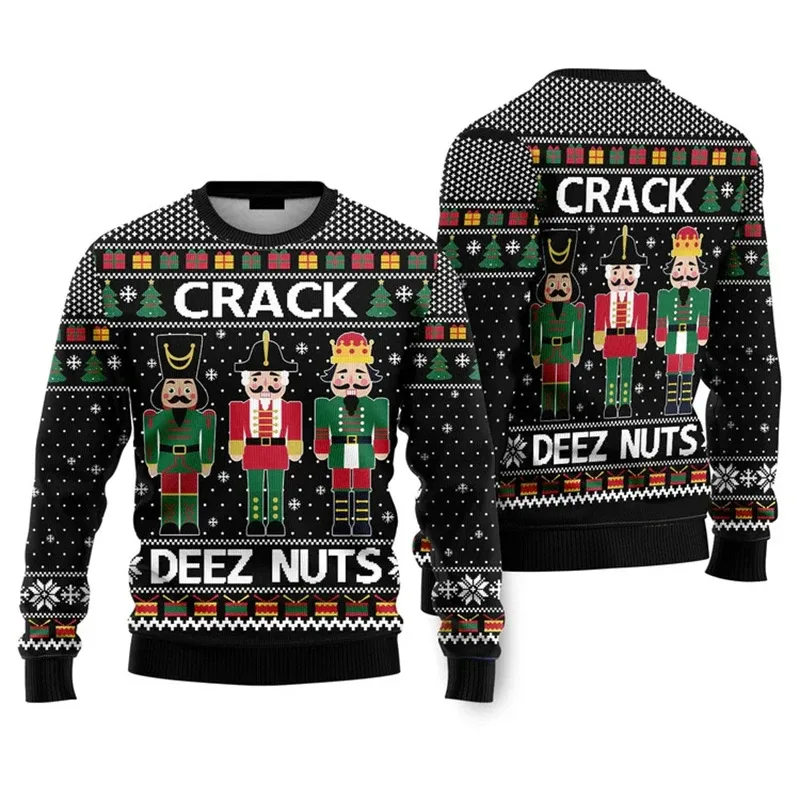 New 2026 Ugly Christmas Sweater Men Santa Claus Pattern Pullovers Women 2026 New Year Merry Christmas Crew Neck Sweatshirts