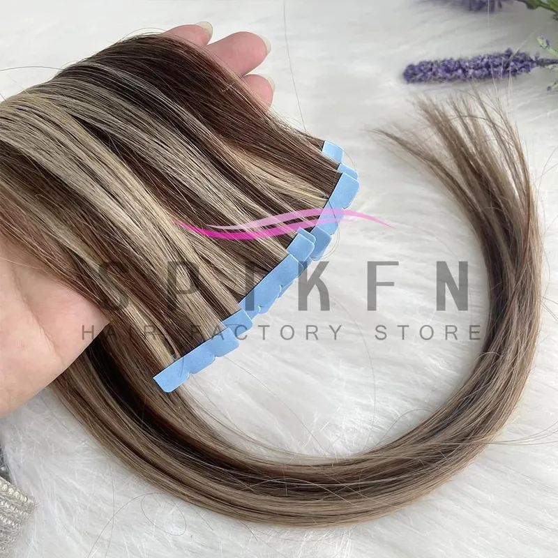Mini Tape In Human Hair Extensions 12"-20" Machine Remy Skin Weft Adhesive Tape Hair Natural Black Tape Ons 10pcs for Women