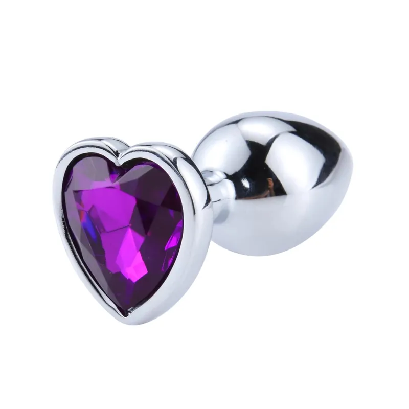 3 Sizes Metal Anal Plug Heart Base Butt Plug for Adults Women Men Couples Stainless Steel S/M/L Diamond Masturbator Sex Toys 18+