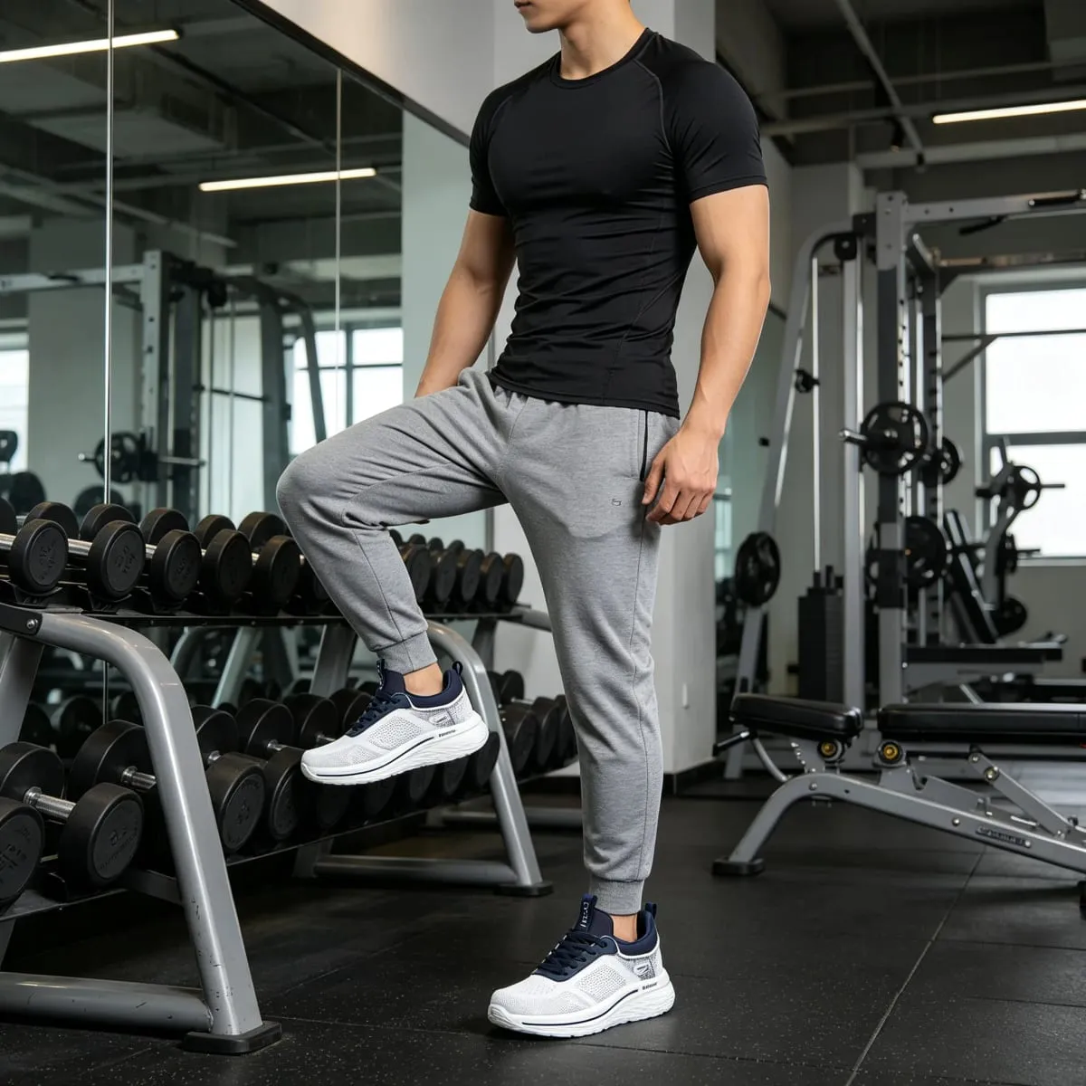 Desai Men's 2026 Autumn Mesh Running Shoes Lace-up Breathable Thick Sole Lightweight Walking Men's Sneakers And Casual Shoes