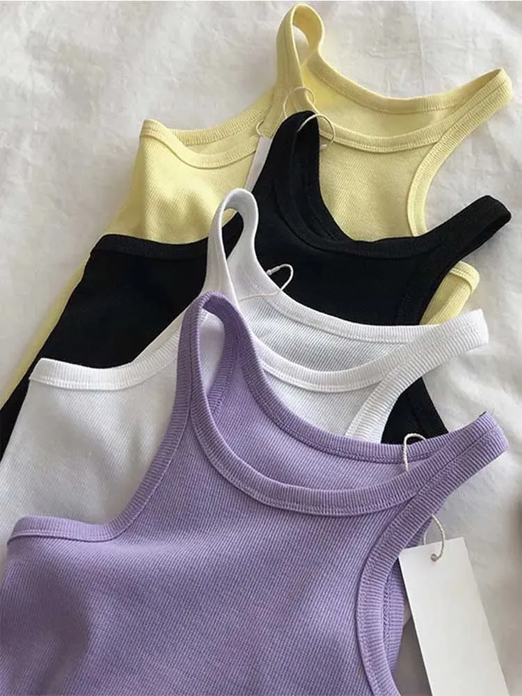 Débardeur court et Sexy pour femmes, Camisole d'été, noir et blanc, vêtements de Sport pour femmes, 2024