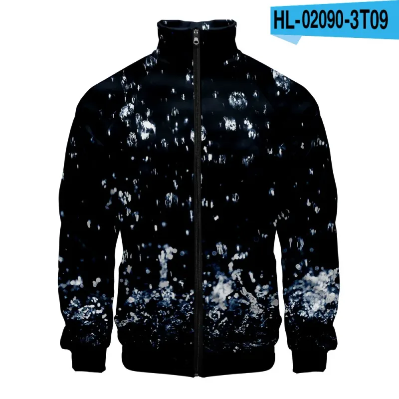 Harajuku Popular Rain 3D Print Zipper Raglan Jacket Windbreaker Boys/Girls Comfortable Stand Collar Jackets Coats
