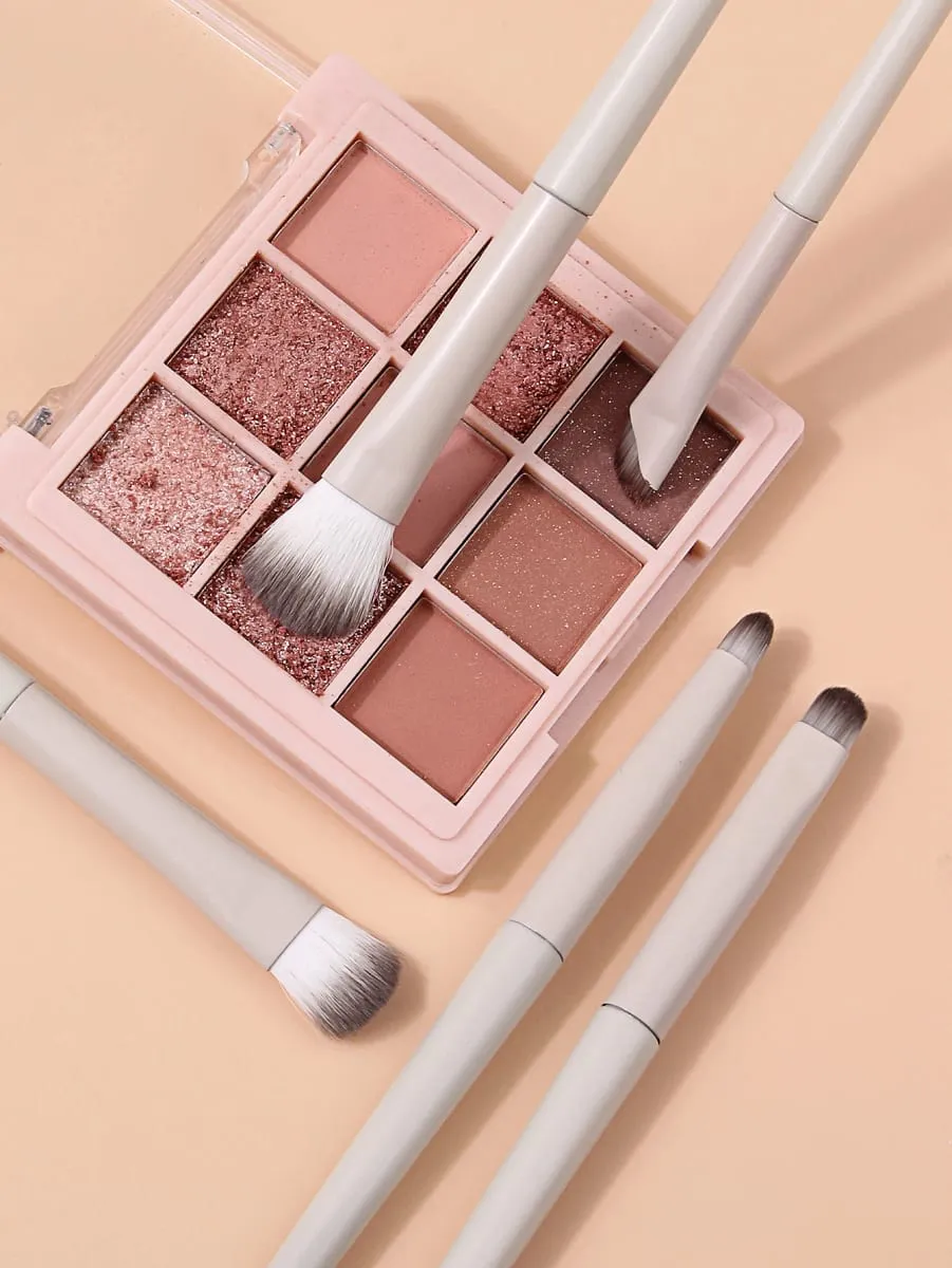 6Pcs Makeup Brushes Set 2Pcs Makeup Sponge Soft Cosmetic Brush for Blush Eyeshadow Concealer Contour Face Make Up Beauty Tool