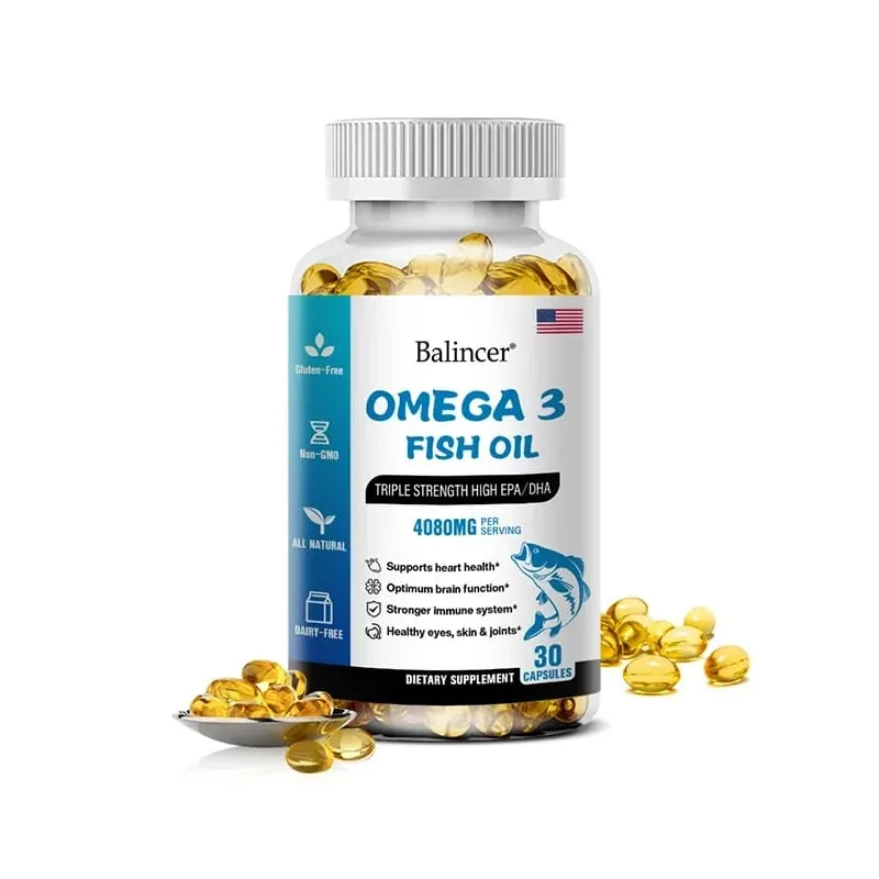 Omega 3 Fish Oil 4080mg - High EPA + DHA Helps with Joints Skin Immune Support Antioxidant & Improve Memory