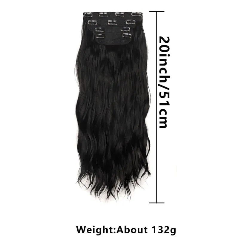 Long Wavy Synthetic Hair Extension 4pcs Clip In Hair Extensions Clip In 20 Inches Synthetic Soft And Natural Thick Hair Pieces