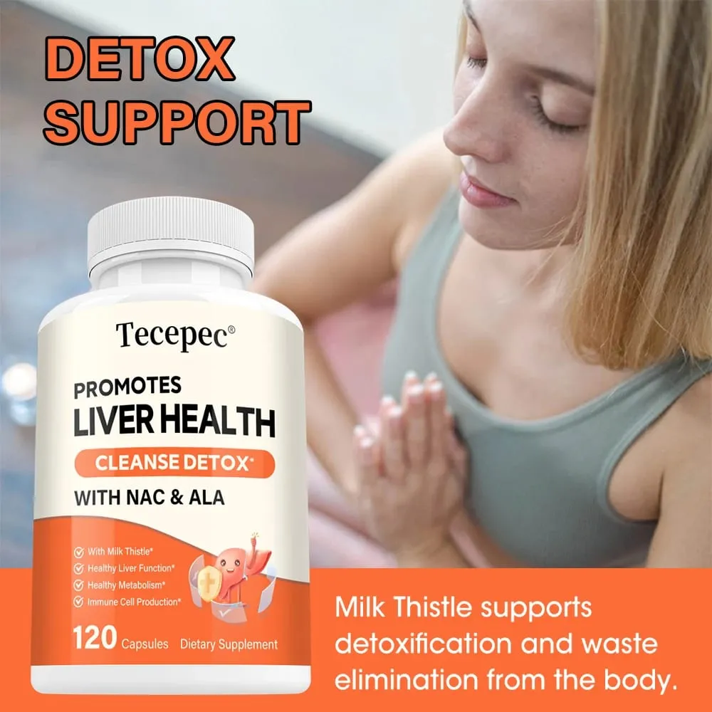 Milk Thistle Extract Capsule with NAC for Antioxidant Detox & Cleanse Liver Health Function Support Herbal Supplement