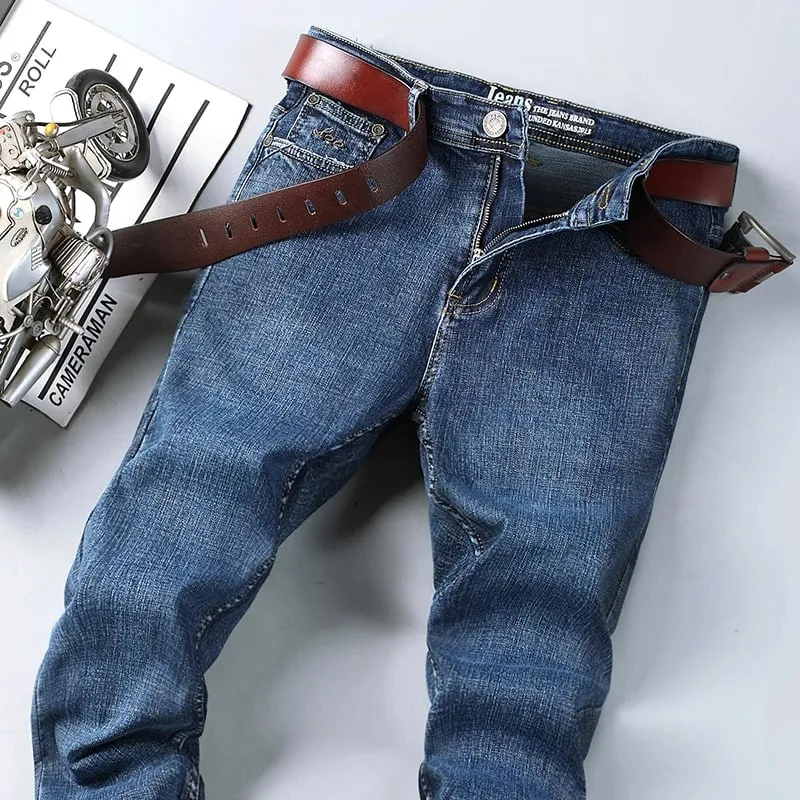 2026 Top Brand Four Season Men's High Quality Jeans Business Casual High Waist Washed Jeans Trousers Denim Pants