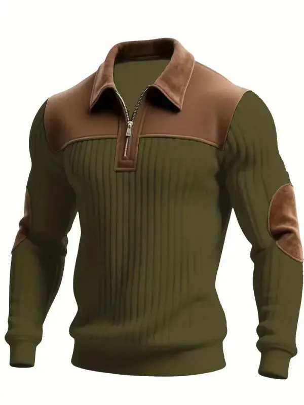 Hoodies men's sweatshirt 2026 new knitted lapel stitching embroidery casual sports autumn zipper sweatshirt man's clothing