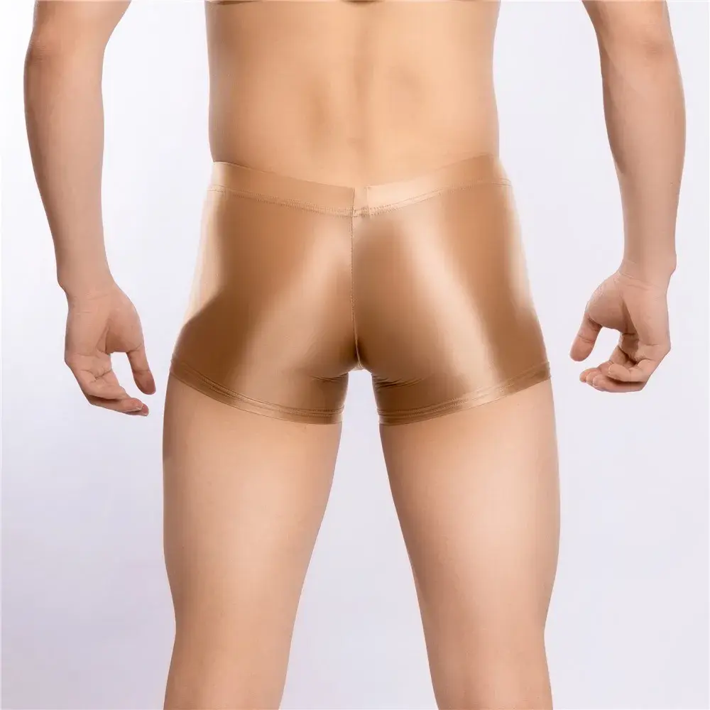 Sexy Men Hot Short Panties U Bulge Pouch Boxer Oil Shiny Glossy Smooth Lingerie Candy Color Underwear Breathable Briefs