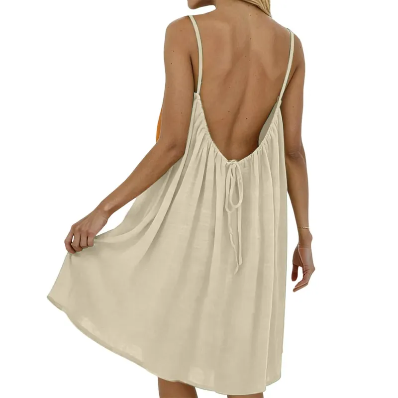 Beach Vacation Dress Short Backless Beach Skirt for Women Summer Holiday Casual Fashion Mini Dress — image 11