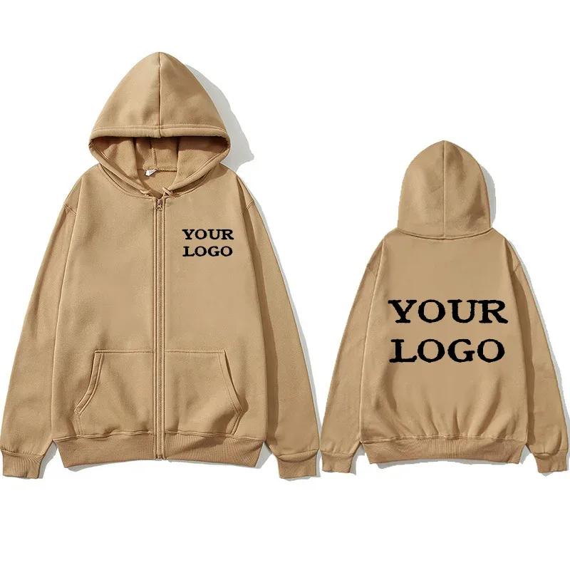 Custom Printed Hoodies Men and Women Zipper Hooded Sweatshirts Loose Casual Clothing Hooded Cardigans Men's Street Hoodies