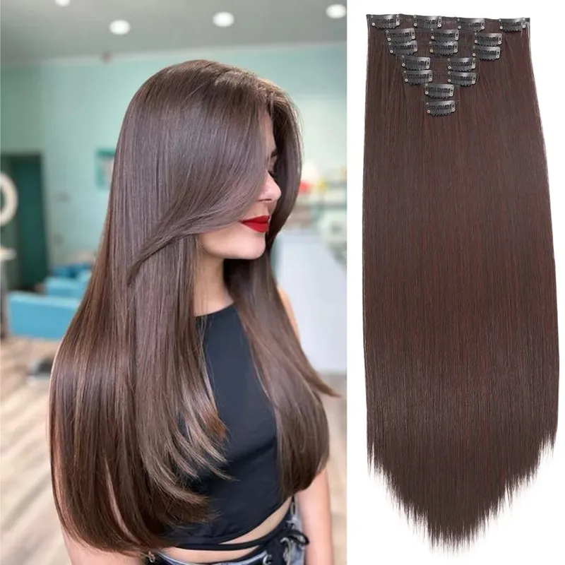Synthetic 7 Pieces/Set 22 Inch Straight Hair Extensions Clip-In Extensions Christmas Halloween Hair Extensions