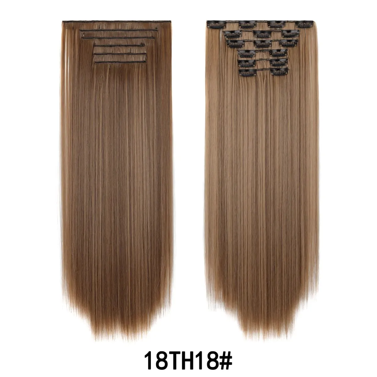 Jeedou Jeedou 6Pcs Clip In Straight Hair Extensions 60cm Long Synthetic Hair Pieces With 16 Clips Heat Resistant Hair For Women