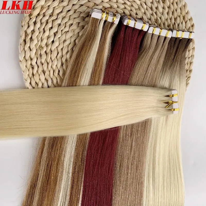 Double Drawn European Wholesale Tape in Extensions Invisible Cuticle Aligned Remy Tape in Hair Extensions 100% Human Hair