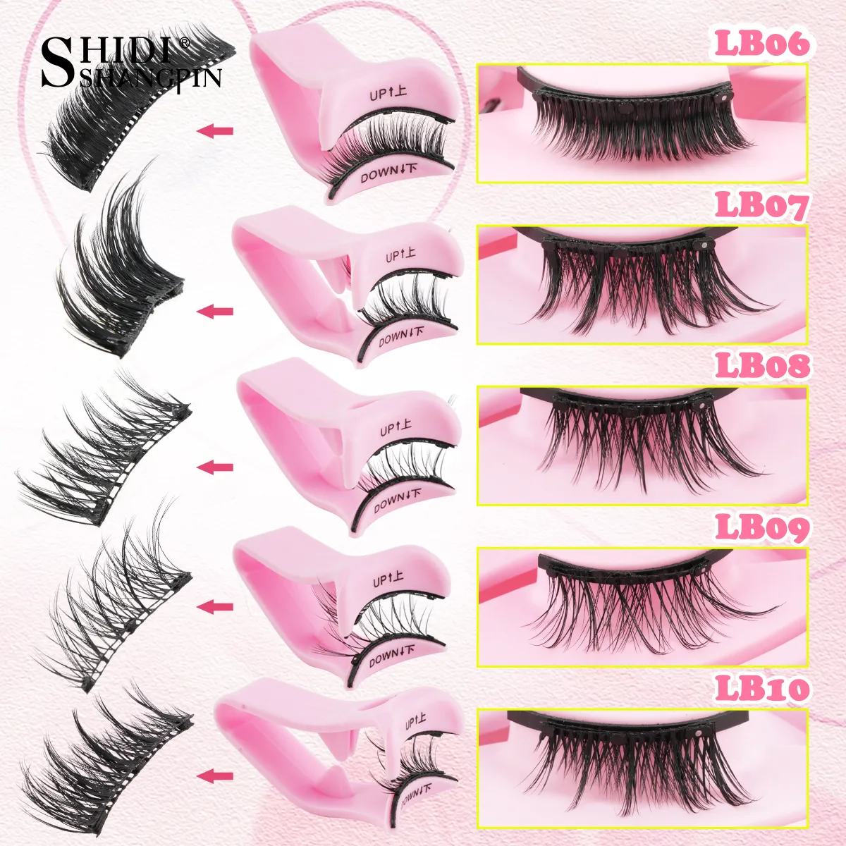 Magnetic Eyelashes 1Pair No Glue Needed 3D Natural Wispy Fake Lashes With Clip Reusable Women Beauty Eye Makeup