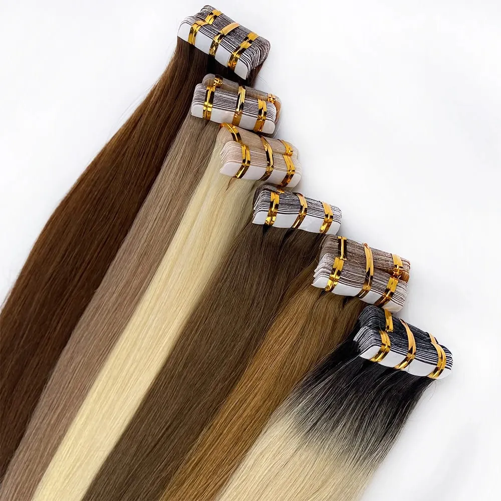Tape-In Human Hair Extensions Different Colors Straight Hair 18-30 Inch Double Sided Adhesive Remy Hair — image 7