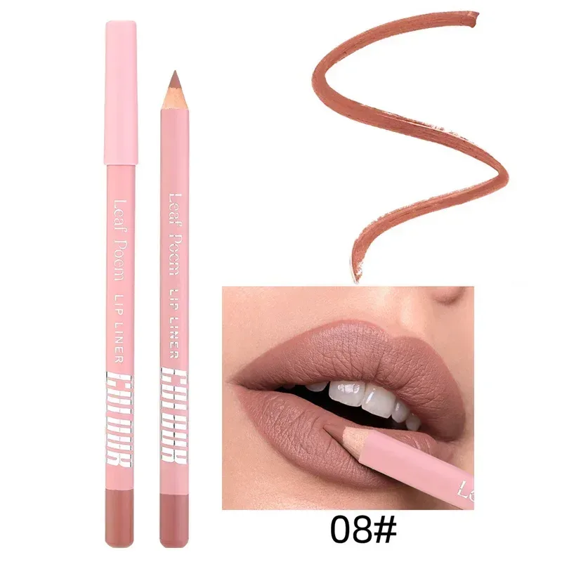 Delineador de labios mate resistente al agua de 12 colores, delineador de labios duradero a prueba de manchas, fórmula sin transferencia, maquillaje de lápiz labial de contorno preciso