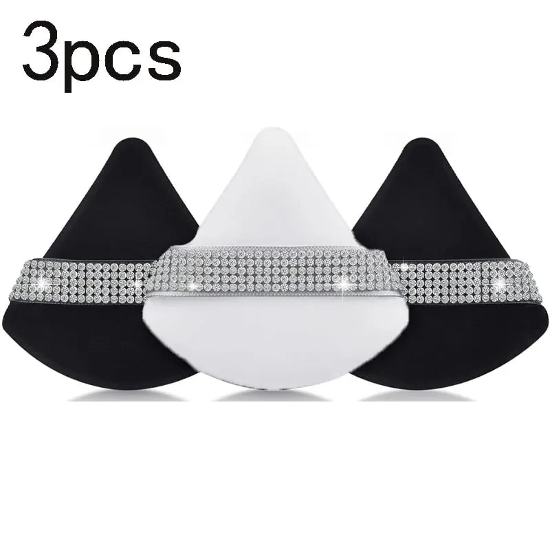 Diamond Triangle Velvet Setting Puff Ribbon Detail Powder Sponge Smooth Finishing Soft Puff for Loose Pressed Powder Application