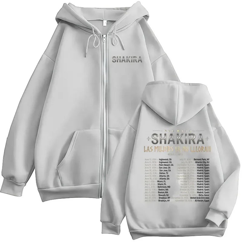 Shakira Las Mujeres Ya No Lloran World Tour 2026 Zipper Hoodies Men Women Fashion Casual Long Sleeve Zip Up Sweatshirts Jackets