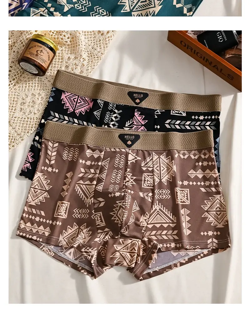 3Pcs Boxer Shorts Men's Underwear Ice Silk Underpants Sexy Panties 3A Antibacterial Breathable Elastic Lingerie Plus Size L-6XL