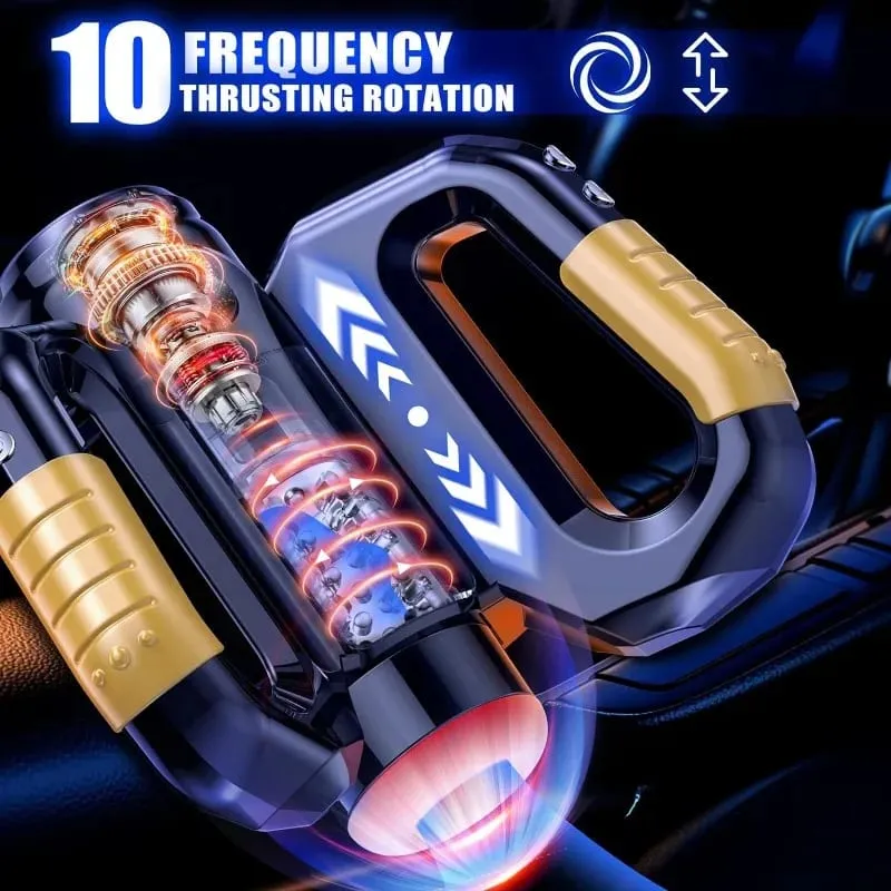 Automatic Male Masturbator Sex Toy with 10 Thrusting & Rotating Penis Pump Male Stroker Adult Toy Double Handle Sex Machine