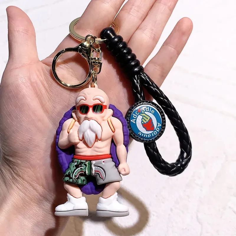 Anime Dragon Ball Keychain PVC Cartoon Cartoon Figure Trunks Son Goku Piccolo Buu Vegeta Figures Key Chain Keyring Bag Decor