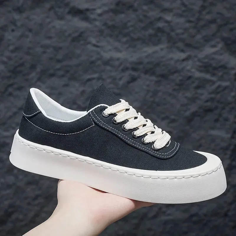 2026 Bagong Fashion Kumportableng Breathable Man Shoes Panlalaking Canvas Sneakers Panlabas na Makapal Sole Casual Board Shoes para sa Lalaki