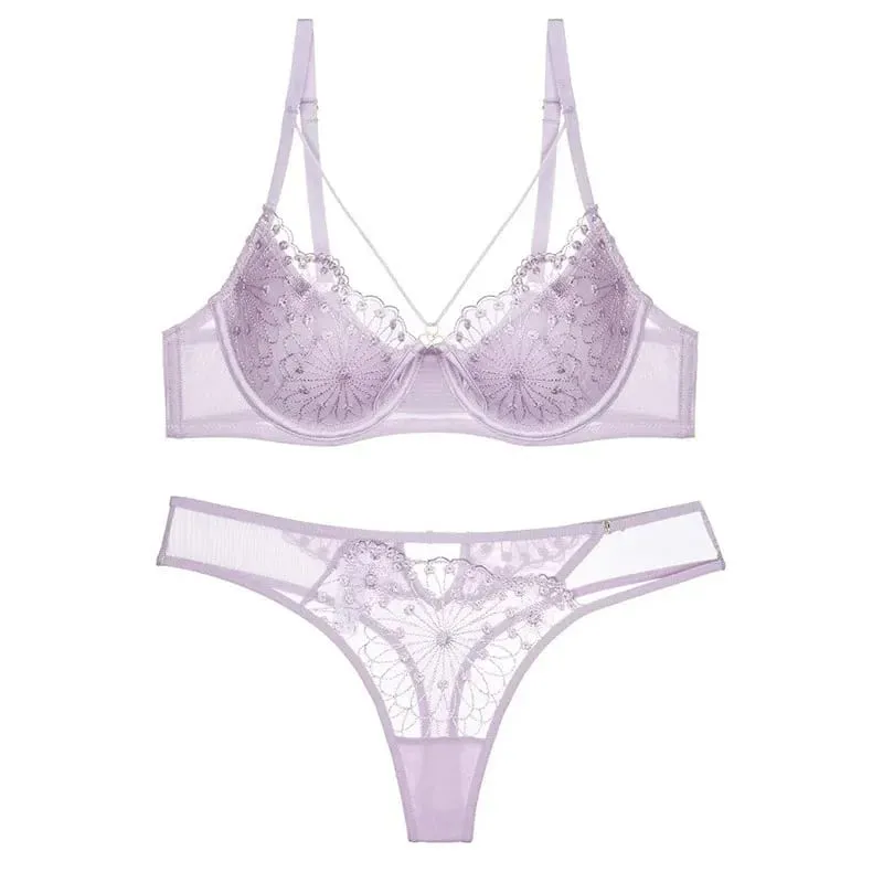 Pure Desire セクシーなフレンチレースブラジャー女性用夏薄型カッププッシュアップブラジャーカジュアルファッションランジェリー下着 34-40 BANERDANNI