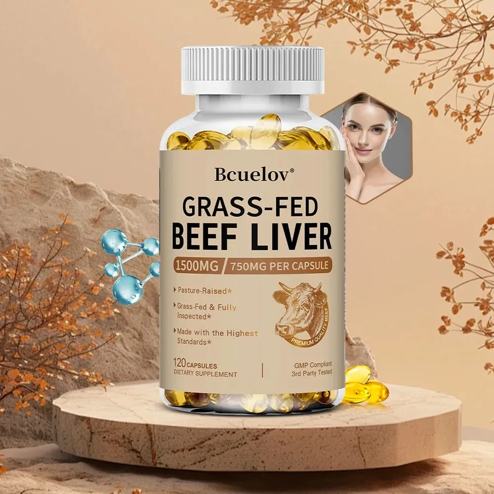 New Zealand Grass-fed Dried Beef Liver Capsules To Support Heart Brain Blood Liver Health and Immune System 120 Capsules