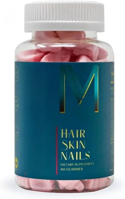 Hair Skin Nails Gummies with Biotin and Zinc Vitamins A C D2 and E Plus B6 and B12 for Radiant Healthy Skin 60 Gummies