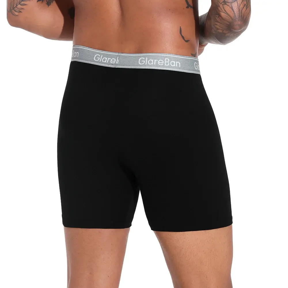 4pcs Black Long Leg 100% Cotton Boxer for Men New Underwear Male Brand Panties And Underpants For Homme Shorts Box Slip Briefs