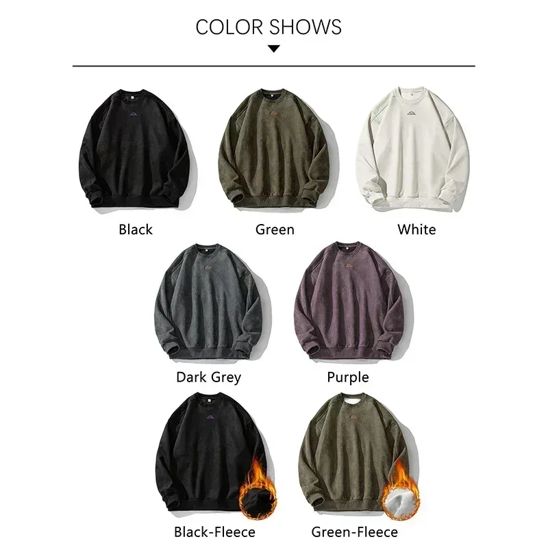 Merk Suede Sweatshirts Voor Mannen 2026 Nieuwe Herfst Winter Kleding Baggy Vintage Truien Koppels O Hals Oversize Blouse